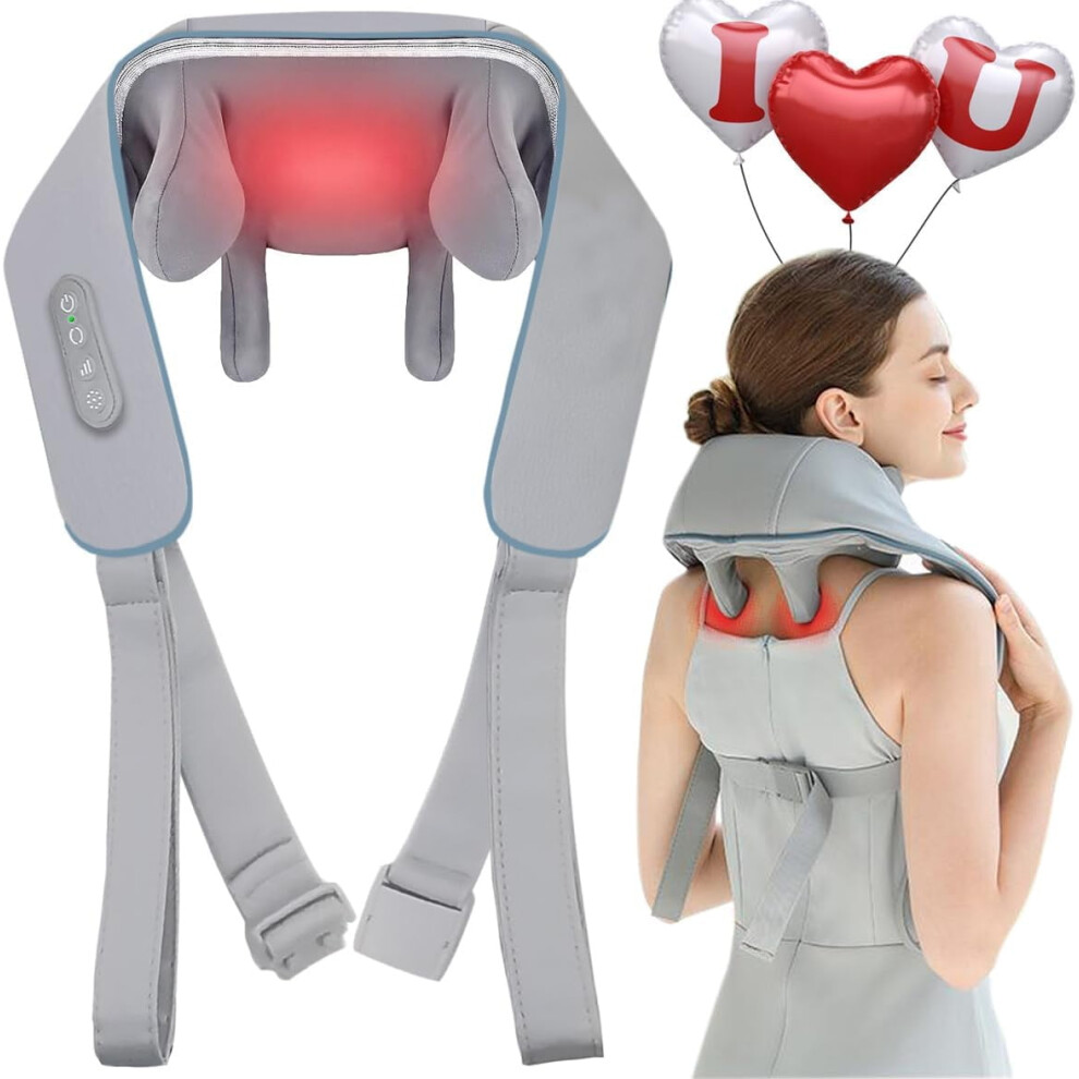 Shiatsu Neck Massager with Soothing Heat, 5D Kneading Massage Pillow for Pain Relief Deep Tissue, Portable Cervical Massager at Home
