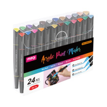 Clearance! EQWLJWE 24 Color Acrylic Paint Pens, Double-Headed Markers for Rocks, Glass, Wood, Fabric, Canvas - Craft Supplies