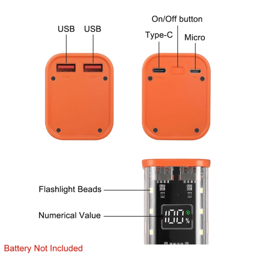 8Slots18650DIY Power Bank Case Orange 1