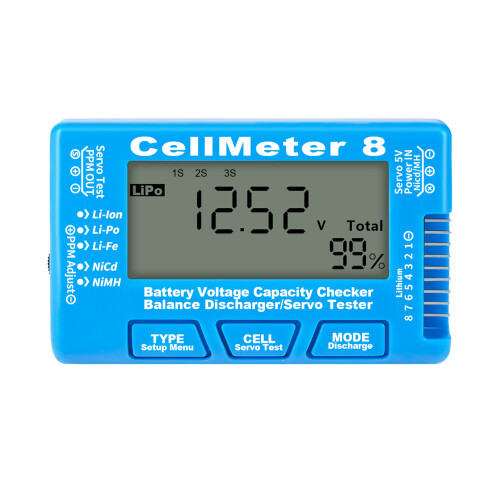SUSUchens CellMeter 8 Battery Tester LCD Display Clear Visual Discharge Function Digital 8S Battery Capacity Checker Instrument Testing Blue 1