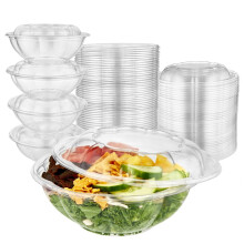 24oz Clear Plastic Salad Bowls with Lids, 50 Pack, Disposable Takeout Containers for Fruit, Quinoa, Meal Prep, Acai, Compatible with Stock Your Home