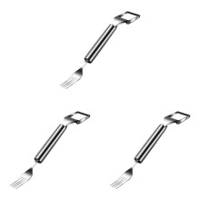 2 In 1 Fruit Fork Slicer Stainless Steel Fruit Forks Slicer Summer Portable Fruit Cutting For Family Parties Camping *3PCS