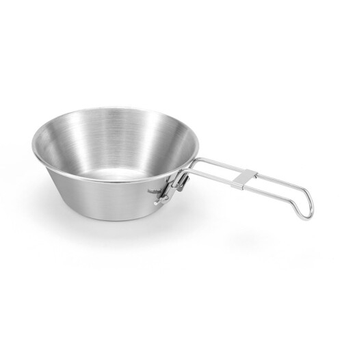 Stainless Steel Camping Bowl with Folding Handle, Lightweight Backpacking Hiking Tableware