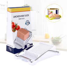 Stainless Steel Luncheon Meat Slicer, Compatible with Boiled Egg Fruit Soft Cheese, 304 Enhanced Tangent S Blade, 10 Slices (White)