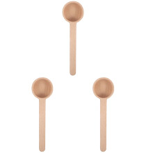 3 cucharas de mango largo, cucharas de madera para hojas de té, cucharas medidoras de sal, cucharas de madera para sal.