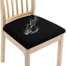 DEFNES Vízálló Üléshuzatok Étkezőszékekhez, 2 db-os Szett, Stretch Jacquard Kivehető Mosható Szék Ülésvédő Párnahuzatok, Fekete