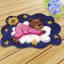 Latch Hook Rug s work 50x36cm Stitching Thread Tool DIY Crochet Supplies Yarn for Adults Kids Rug Making Carpet Embroidery , Bear Pink