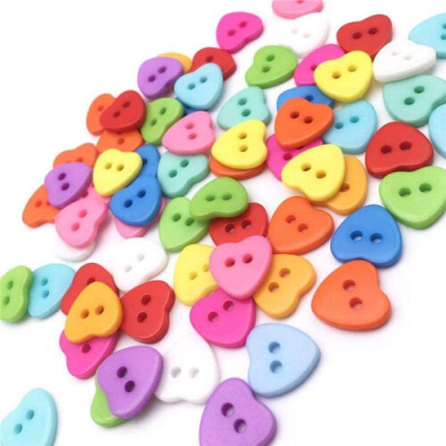 100 botones de resina - Corazones - multicolor 2