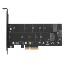 Adapter voor M.2 NVMe SSD NGFF naar PCI-E X4, M-key en B-key. Dubbele interfacekaart, ondersteunt PCI Express 3.0, dubbele spanning 12V + 3,3V SATA3.
