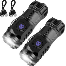 Uclet2Pcs Mini Lanternă cu Trei Ochi, Lanternă de Buzunar LED Super Luminoasă cu Clip, Lanternă Portabilă (Negru)