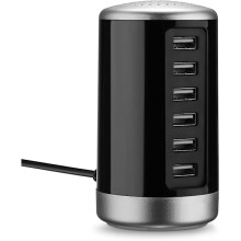 Încărcător de perete USB, încărcător de birou cu 30 W și 6 porturi, stație de încărcare USB