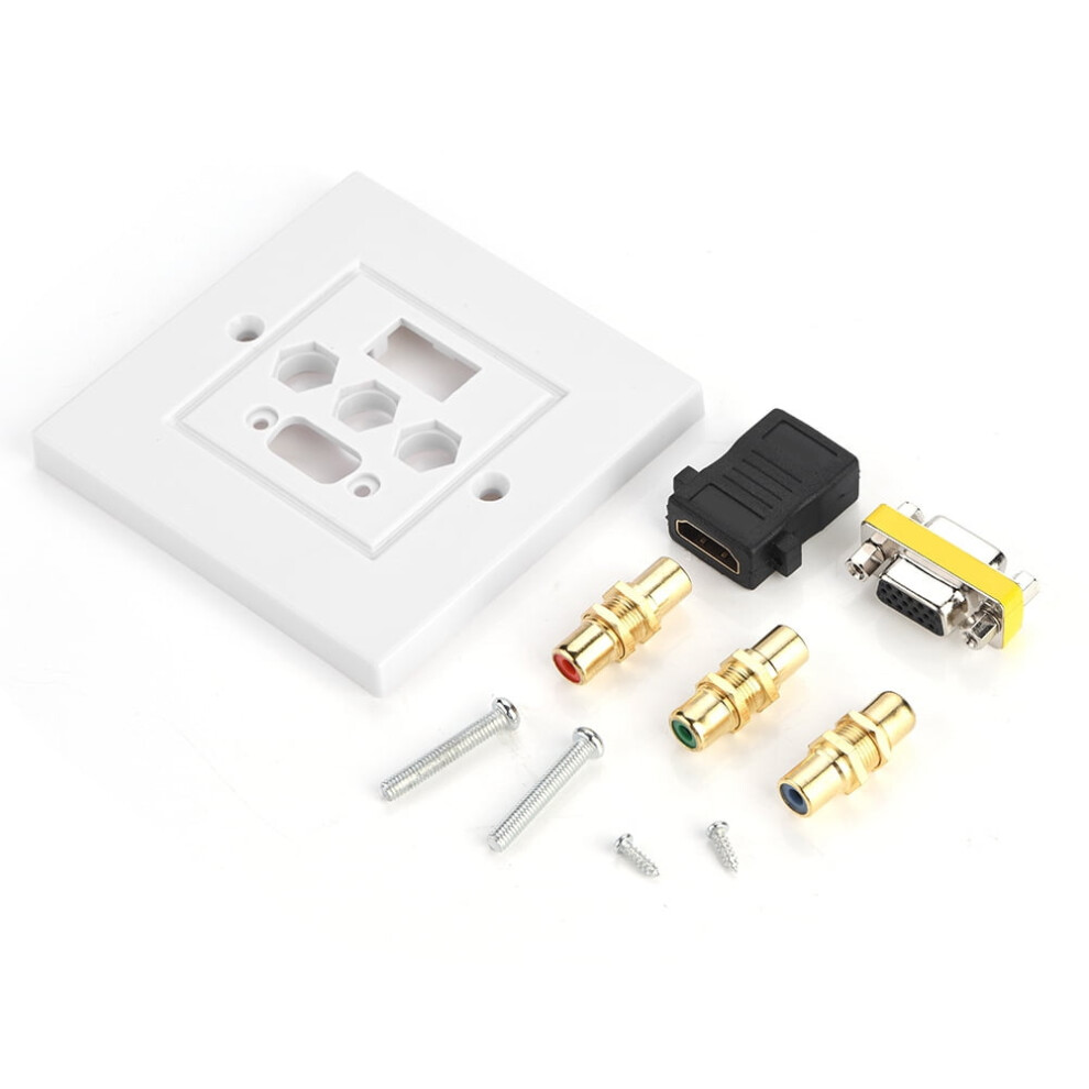 Eatbuy Three?In?One Integrated Multimedia Wall Panel, Hdmi Vga 3Rca Audio Video Adapter Multimedia Wall Plates Socket Panel 9340258873188