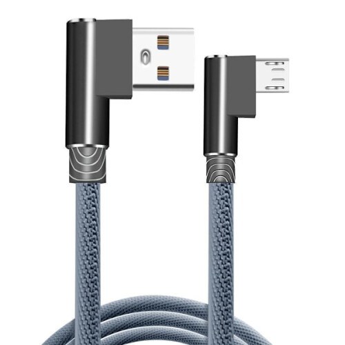Geflochtenes 2,4-A-Kabel – 3 Meter lang, Micro-USB! Grau, Einheitsgröße