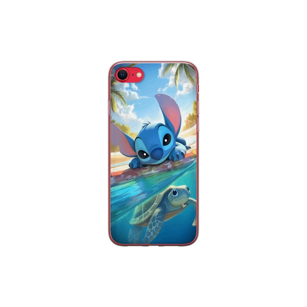 Compatible With Apple Compatible With Iphone Se (2020) Transparent Case Stitch With Turtle - Cute Alien In Tropical Beach Setting From Disney Blue 9340258874611