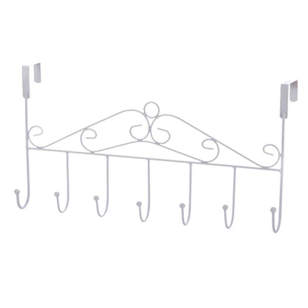 Freestyle Nok Over Door Hanger With 7 Hooks Metal Towel Hat Coat Hooks Hanging Storage Rack Overdoor Organizer - White 9340258874901