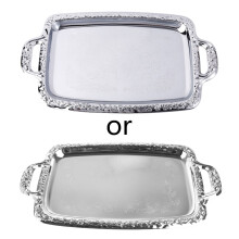 Bandeja para frutas de acero inoxidable plateado, bandejas de metal para servir alimentos, decorativas.