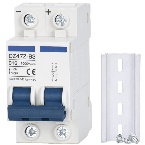 Disjoncteur miniature CC bipolaire 1000 V 32 A, sectionneur CC