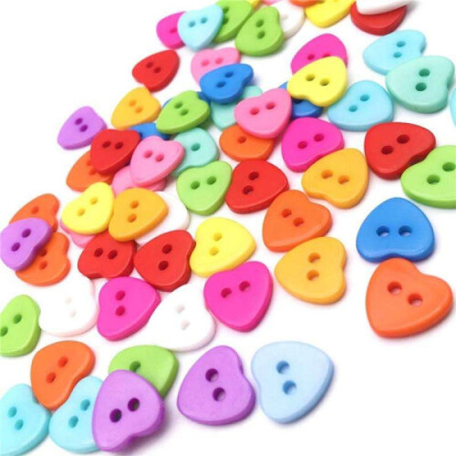100 botones de resina - Corazones - multicolor 1
