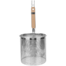 Passoire à pâtes en maille, passoire alimentaire, écumoire avec manche rond en bois, en acier inoxydable, idéale pour les pâtes, nouilles,