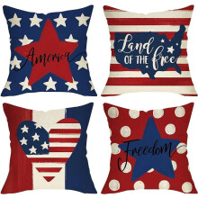 Patriotisches Kissen-Set mit US-Flagge zum 4. Juli (40 x 40 cm), passend für die Außendekoration, USA-Freiheitsdesign