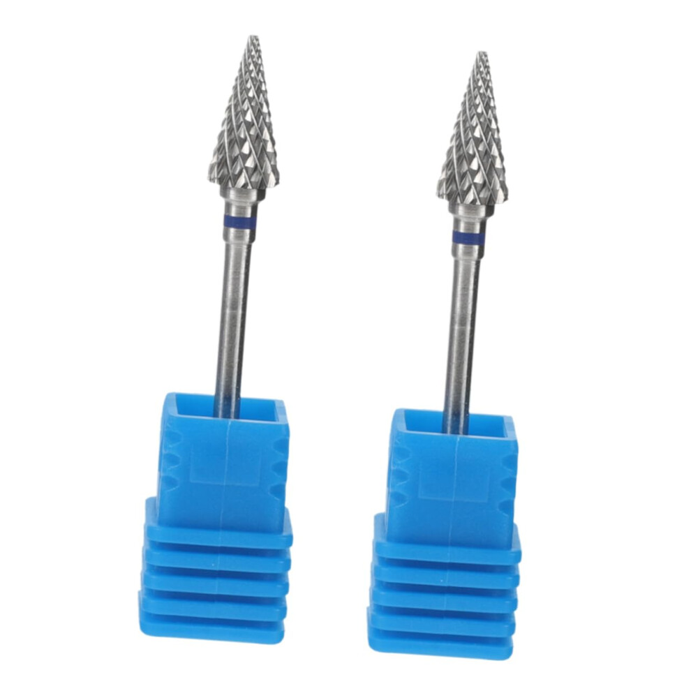 2pcs Tungsten Nail Drill Bits for Manicure Pedicure Cuticle Removal Umbrella Shape Dead Skin Polishing