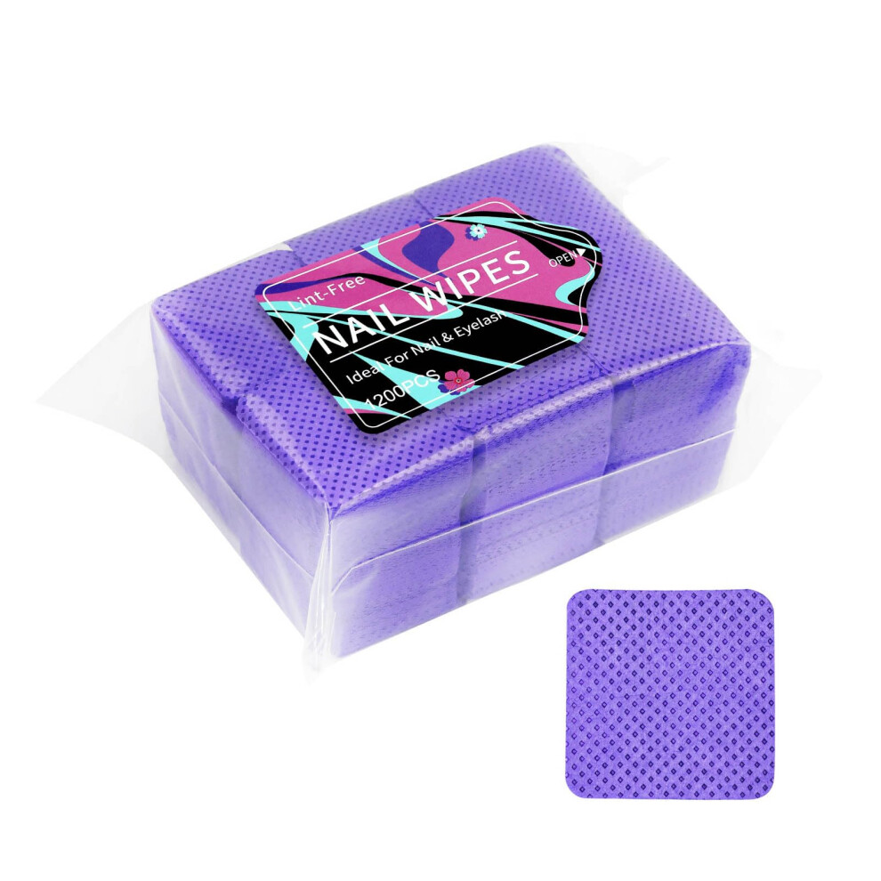 Purple Lint  Nail Pads for Gel Nails and Eyelash Extension Glue Removal, Strong Absorption
