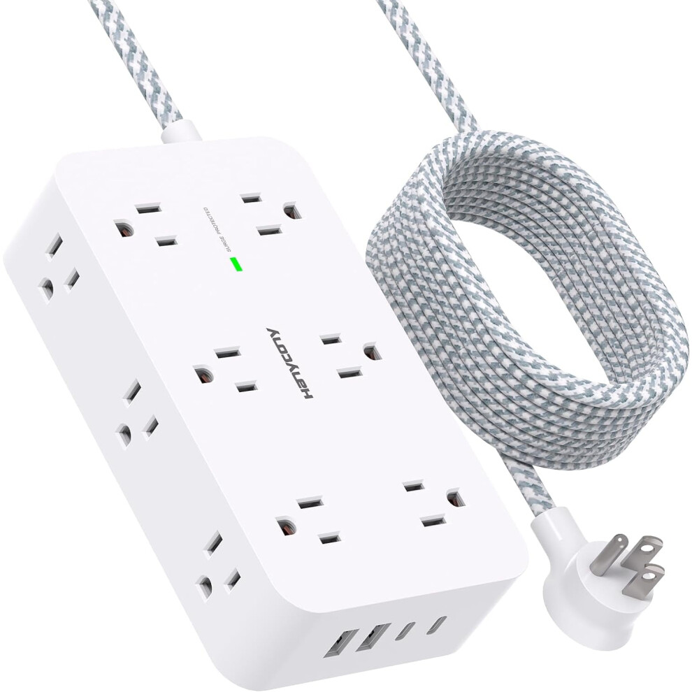 Extension Cord 10 Ft, Power Strip Surge Protector With 12 Outlets 4 Usb Ports (2Usb C), Large Desk Power Strip 9423501321992