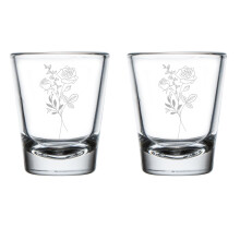 Set mit 2 Schnapsgläsern, 1,75 oz Schnapsglas Geschenk Geburtsmonat Blumen (Juni - Rose)