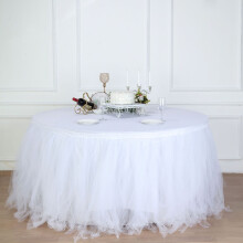 BalsaCircle17feet Tutu Multi Layers Tulle Table Skirt Linens White