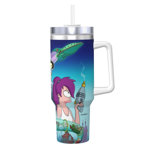 Futurama 40oz Ice King (με λαβή και καλαμάκι), ποτήρι αυτοκινήτου, ποτήρι από ανοξείδωτο