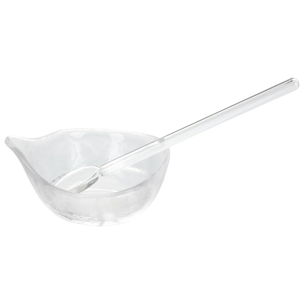 Glass Facial Mask Mixing Bowl with Spoon, Nonreactive Glass Surface for Salon and Home Skincare