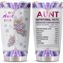 Aunt Gifts Tumbler - Best Aunt Ever, From Niece/Nephew, Birthday Gift Idea, 20oz Coffee Cup compatible with travel lids