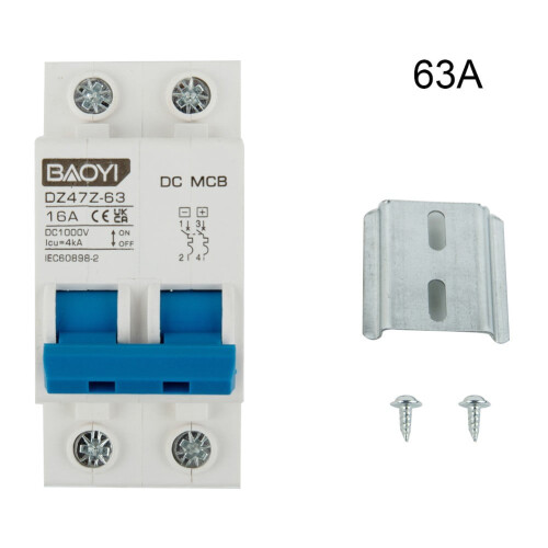 Disjoncteur miniature CC bipolaire 1000 V 32 A, sectionneur CC 2