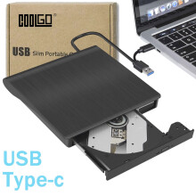 Slim External CD DVD RW Drive USB+Type-C Writer Burner Recorder For Laptop PC