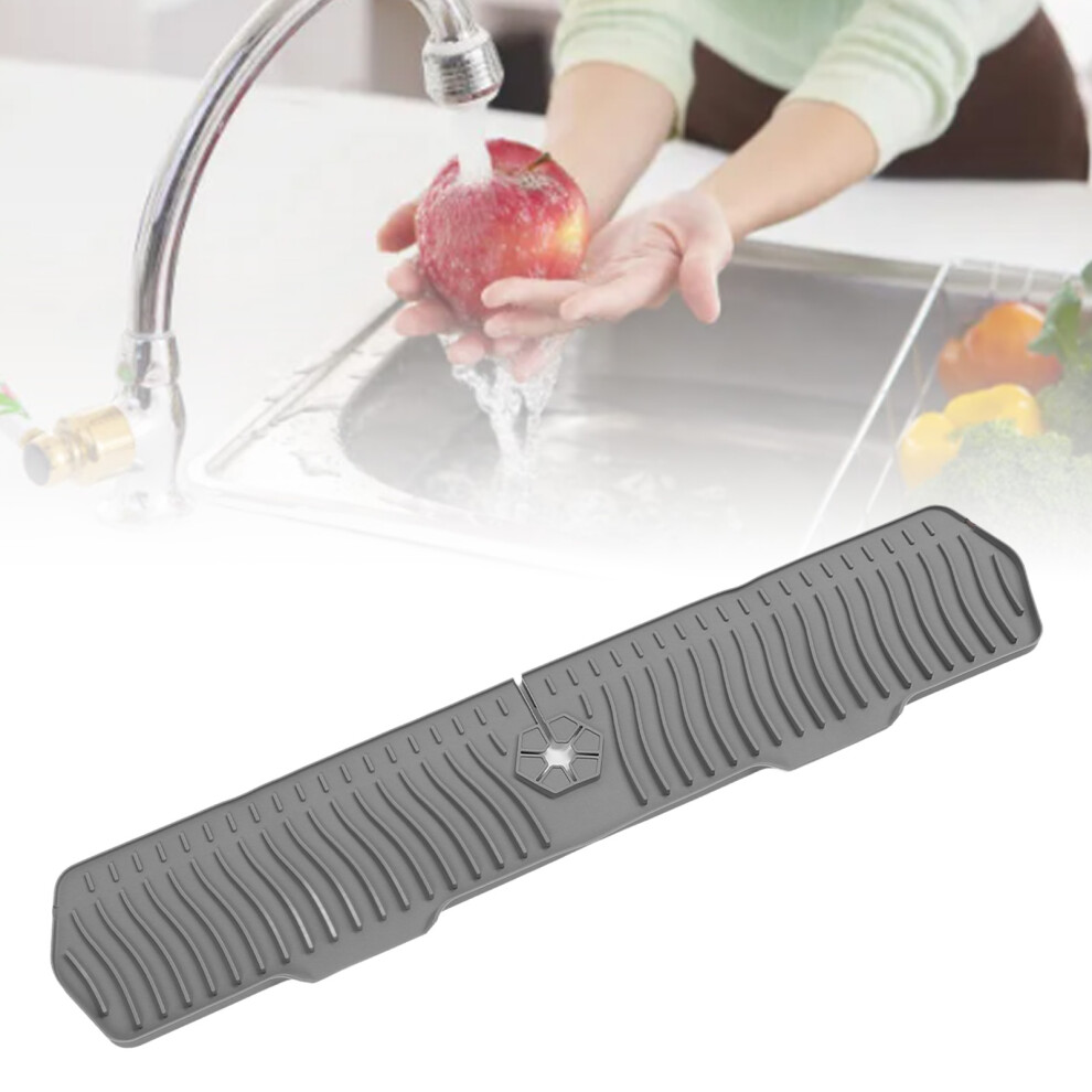 Gray Silicone Faucet Mat Drip Tray Counter Guard 76X15.3cm