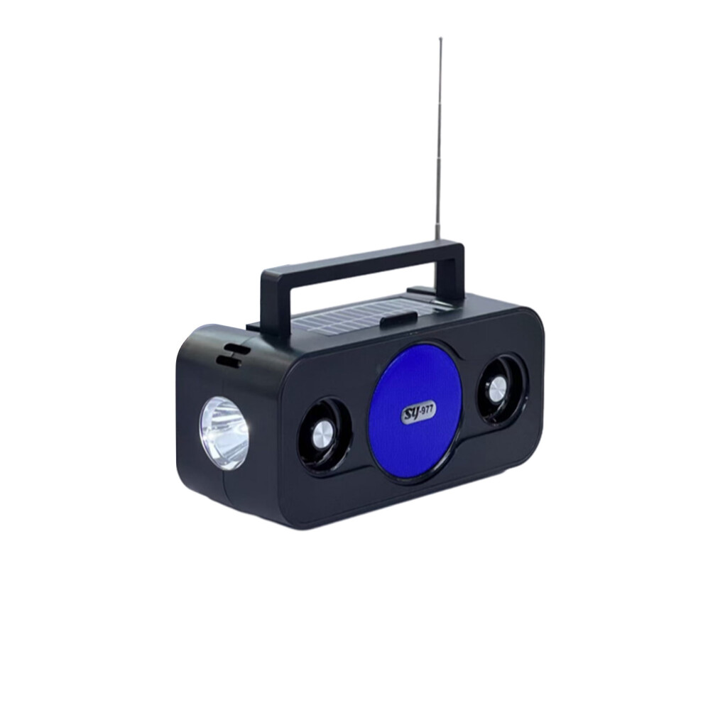 Paveos Solar Tooth Speaker With Fm & Flashlight, - Compatible With Portable Radios, Car, Outdoor, Home, Karaoke Blue 9423501323644