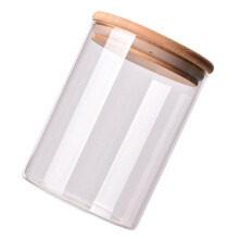 Recipient sigilat din sticlă transparentă de 250 ml, pentru depozitarea alimentelor, pentru ceai, cafea, zahăr, sare (6,5 * 10 cm, cu capac din
