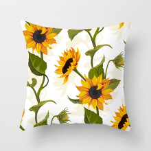 Miayilima Sonnenblumen-Bauernhaus-Kissenbezug 45 x 45 cm, Frühlingsblumen-Gelb-Weiß-Kissenbezug, Frühlingsdekoration für Sofa und Couch, 1 Stück