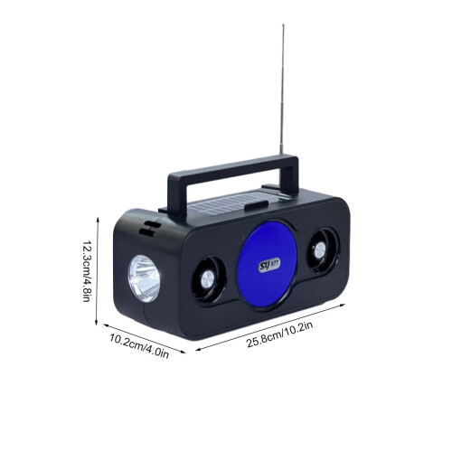 Ηλιακό ηχείο Bluetooth PAVEOS με FM και φακό, μπλε - Συμβατό με φορητά ραδιόφωνα, 1