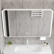 LED Bathroom Vanity Mirror with AntiFog Touch Switch, Aluminum Storage Cabinet & Paper Slot