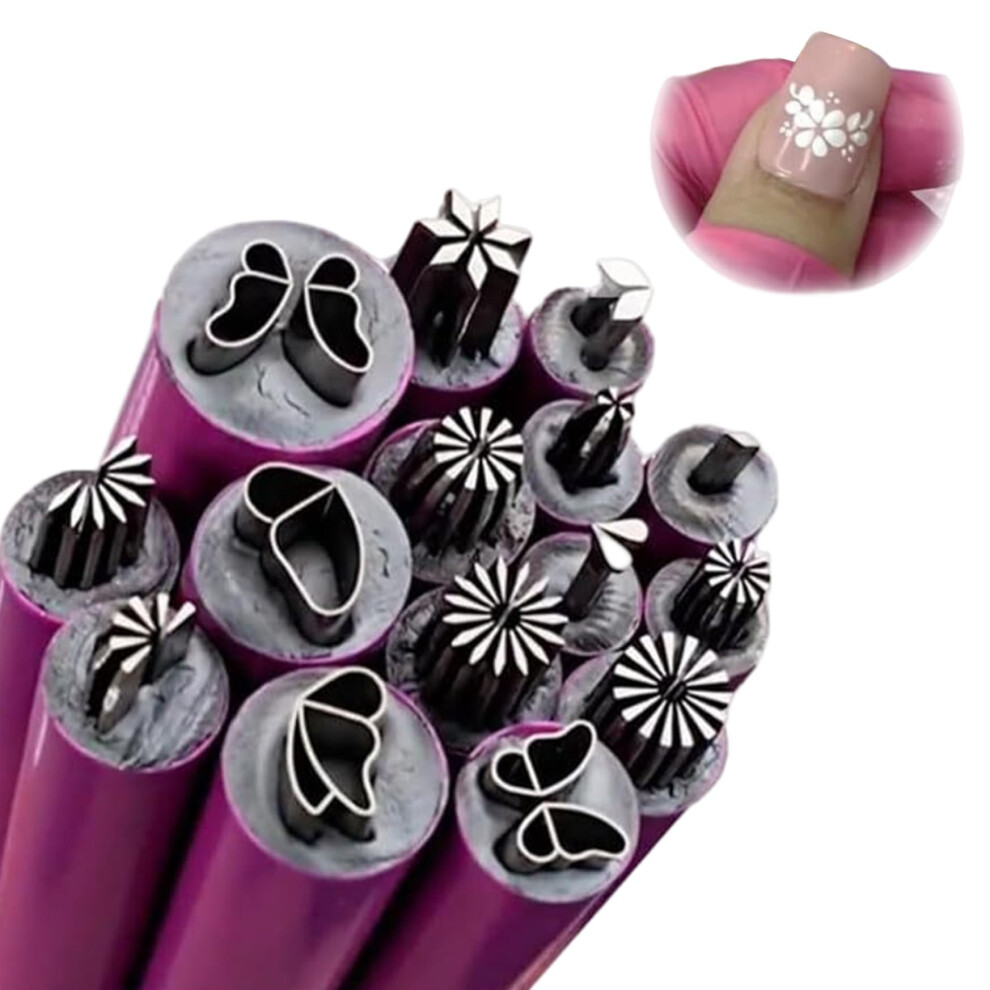 15PCS Nail Art Stamping Kit with Floral Design Pens and Precision Dotting Tools for Manicure