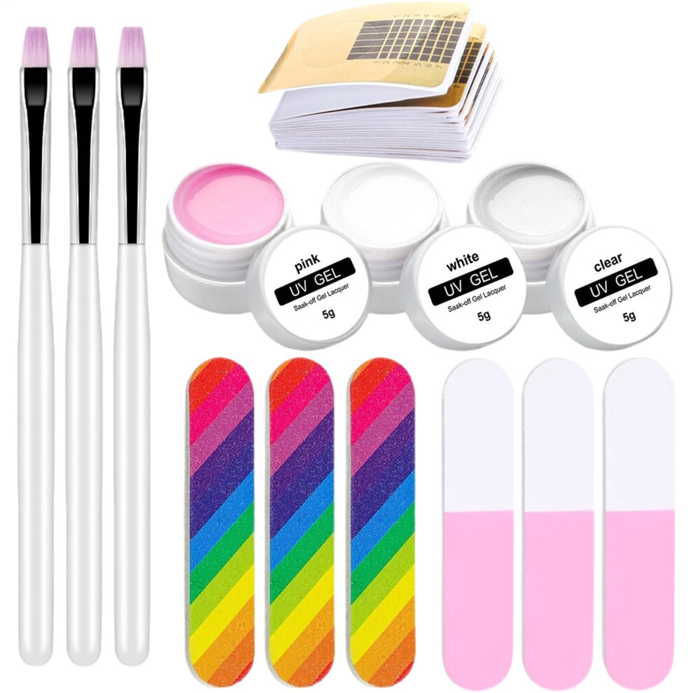 Nail Extension Gel Kit with LED Curing, Durable Builder Gel for Forms and Extensions with File