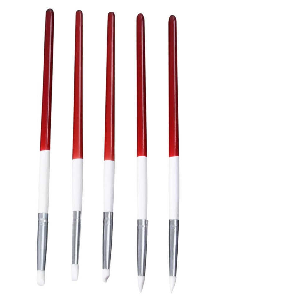 5pcs Silicone Nail Art Sculpting Pen Set with Precision Tips for Gel and Acrylic Designs