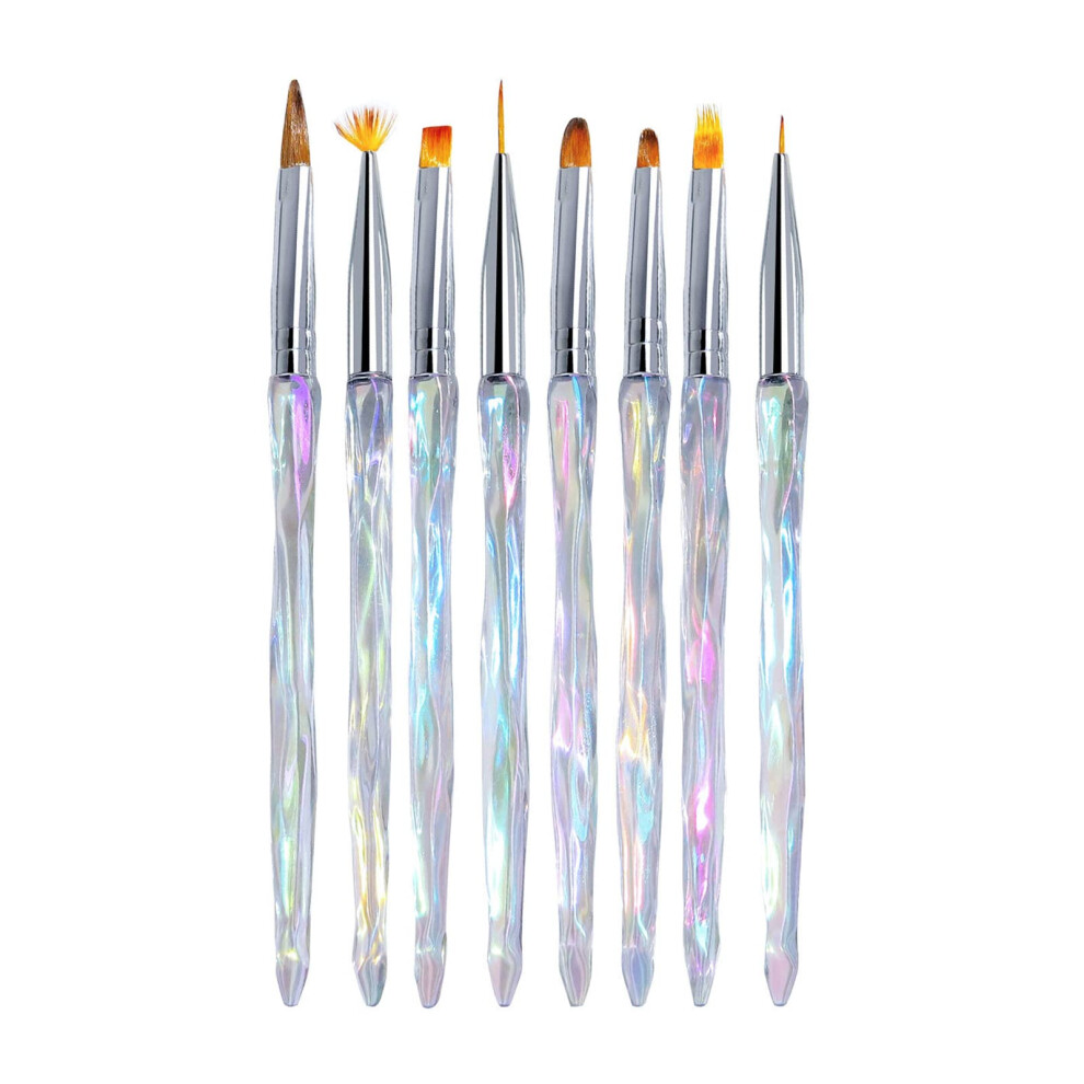 8 Pcs Nail Art Brushes Set with Precision Lining Control for Gel Builder and Salon Design