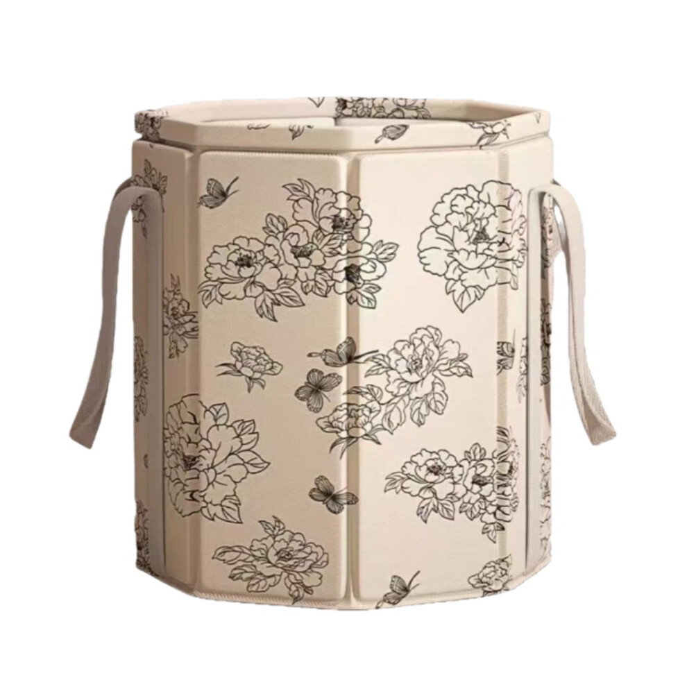 Beige Foldable Foot Bath Bucket With Heat Retention, Leakresistant Collapsible Spa Basin For Adults