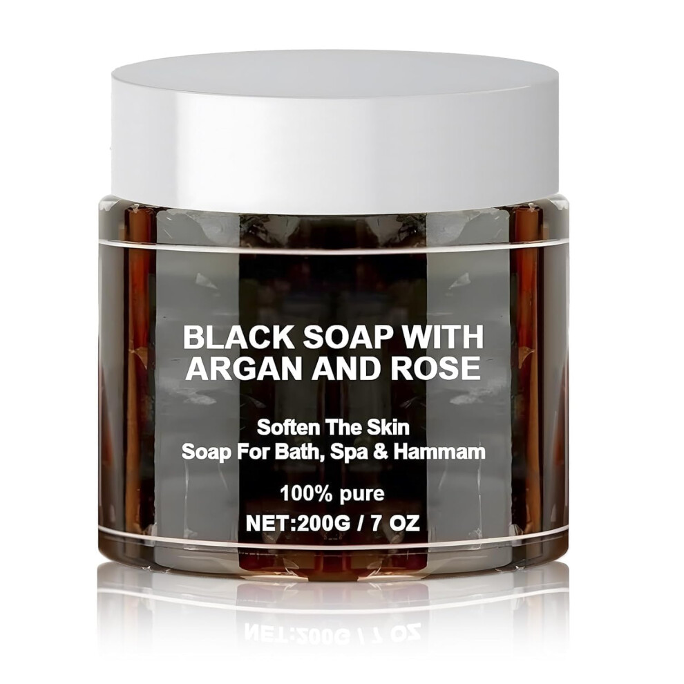 Black Moroccan Soap For Exfoliating And Hydrating Skin, Organic Beldi Soap For Hammam 200G