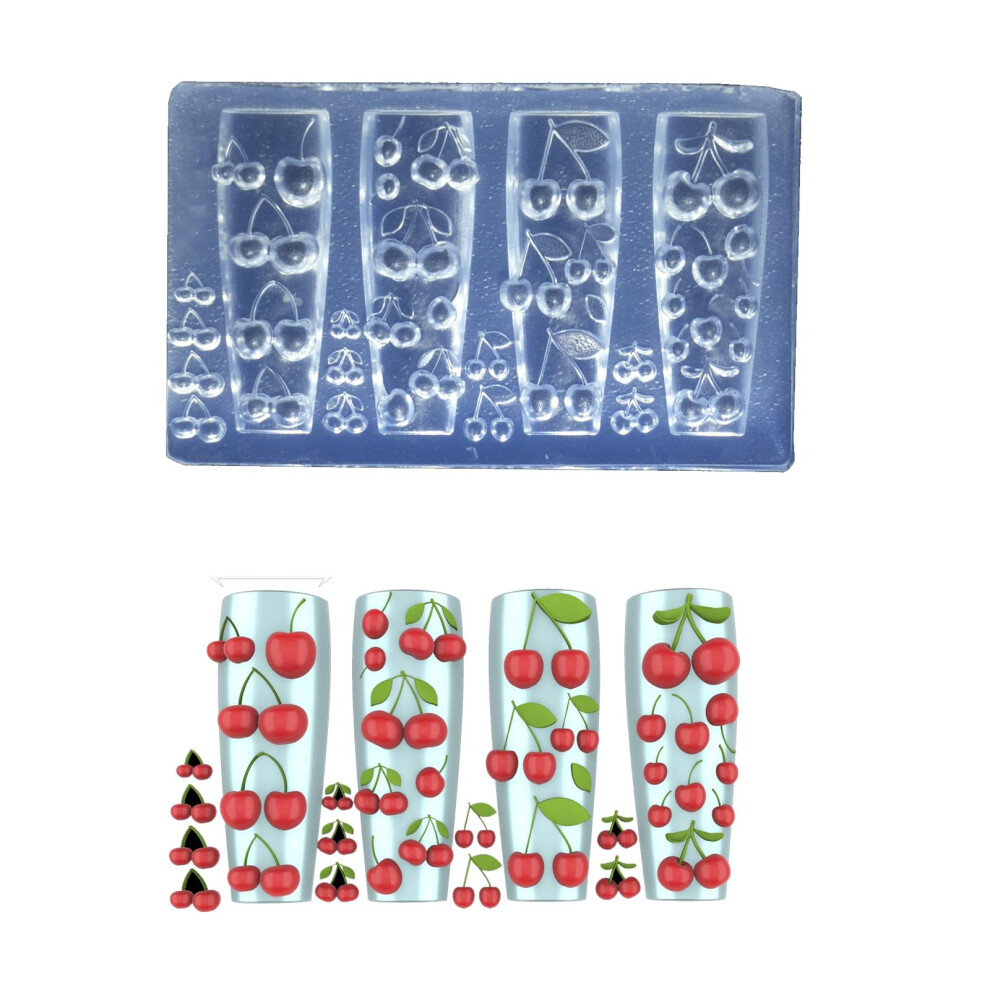 Nail Art Silicone Mold with Flower Stamp, Clear Reusable Flexible Design for Resin Decorations