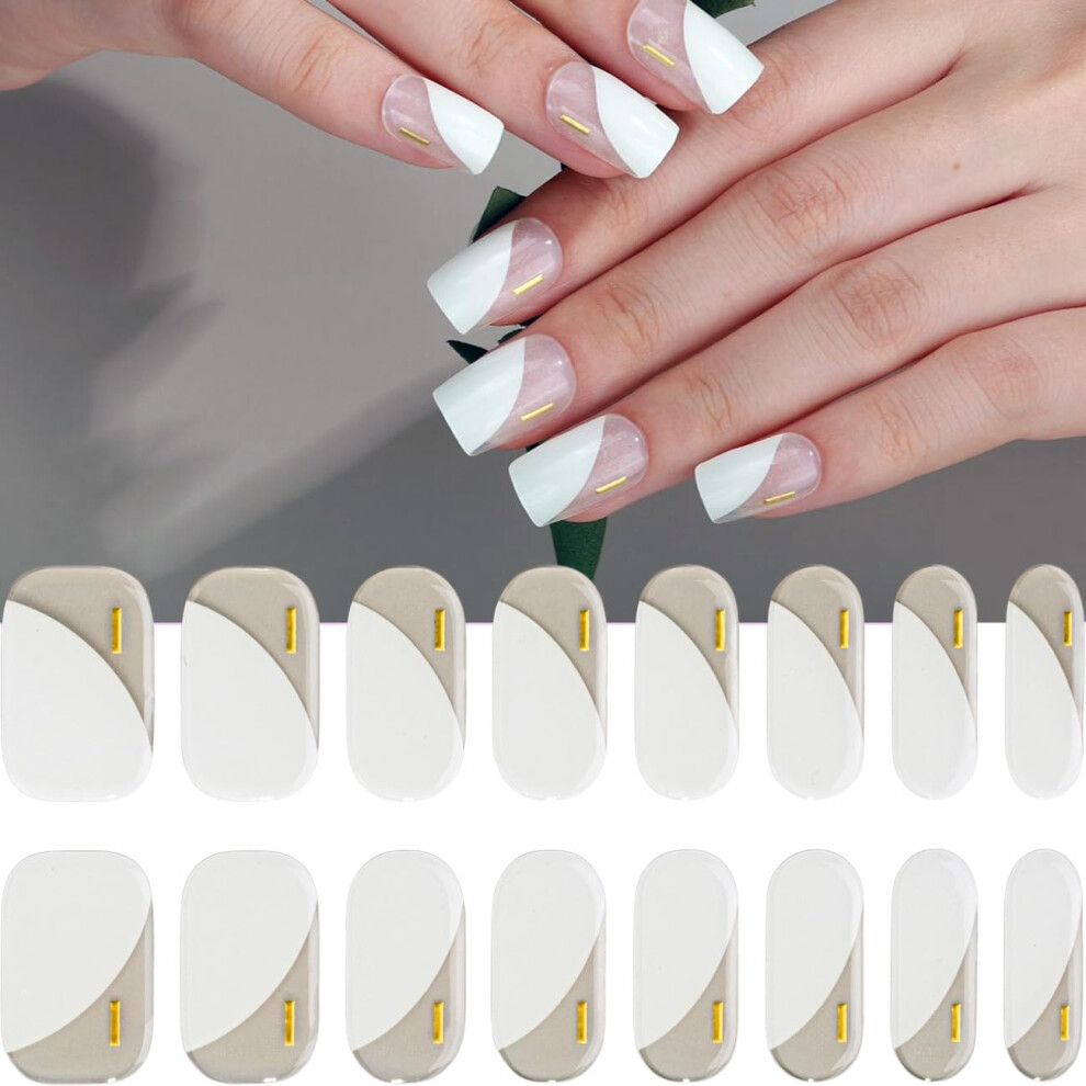 Semi Cured Gel Nail Strips DIY Kit with Tools, UV LED Fast Curing, ChipResistant Gloss Finish