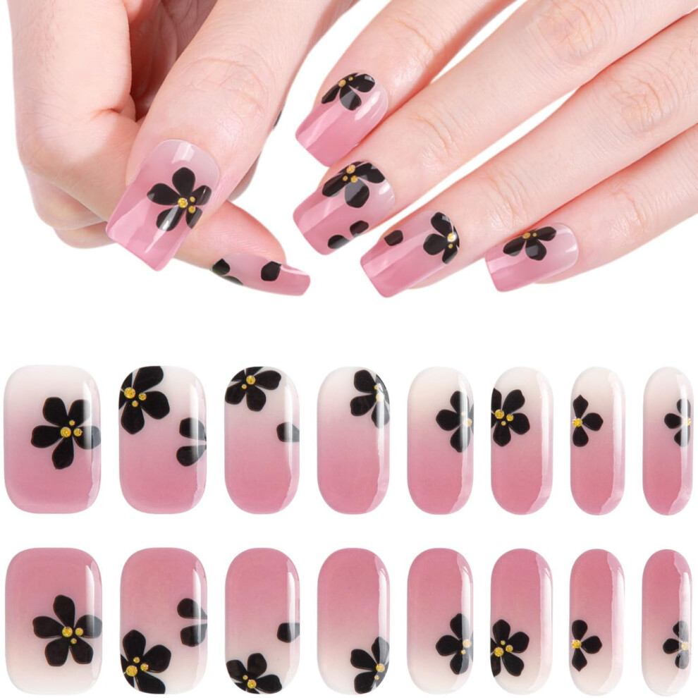 Semi Cured Gel Nail Strips Kit with UV LED Lamp, Chip Resistant Gloss, DIY Salon Quality Wraps