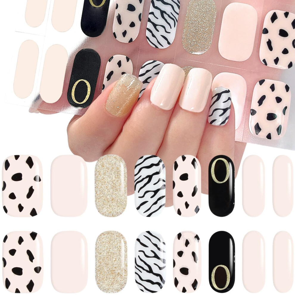 Semi Cured Gel Nail Strips Kit with UV LED Gel Nail Stickers, Smooth Salon Quality Finish, DIY Manicure for Women